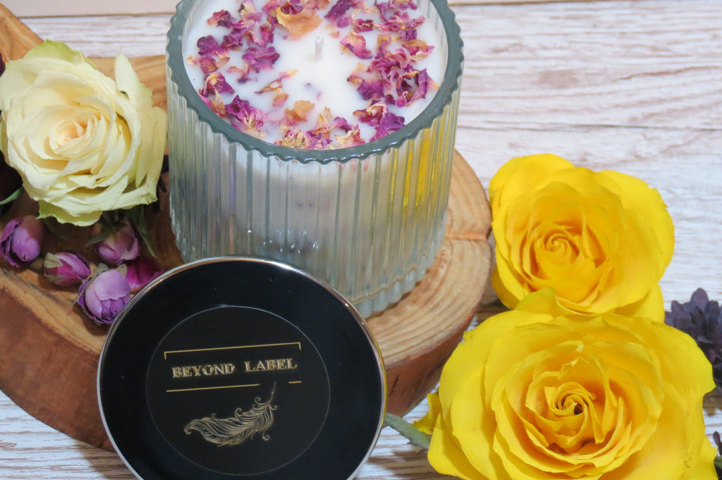 Aromatic Flower Infused Candle in Glass Jar * 200ml *Eco-friendly * Handmade * Vegan * Paraben-free * Phthalate-free