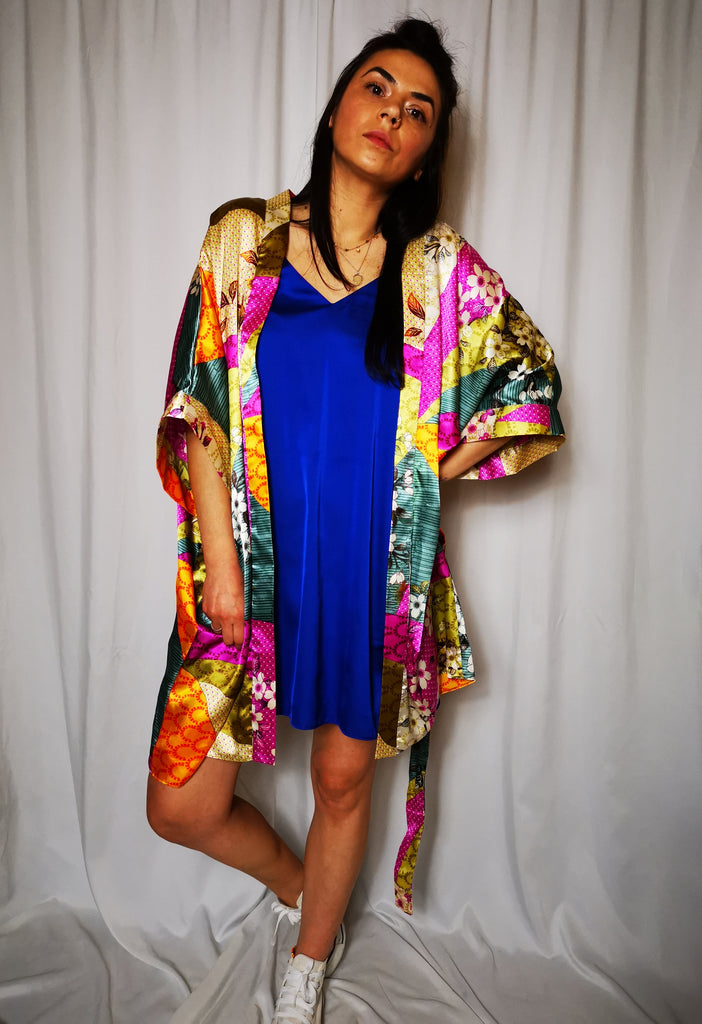 Patchwork Inspired Kimono/ Kimono Dressing Gown/ Kimono style/ Handmade Kimono/ Patchwork Kimono/ Colourful Gown/ Bohemian Dressing Gown |Beach Robe